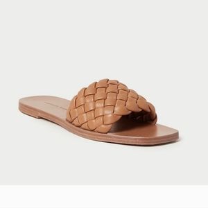 Tuckernuck Loeffler Randall Lorraine woven leather slide size 8 Cognac brown
